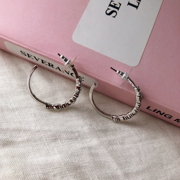 Jewelry - 3m Silver Plated Hoop Earrings with Rhinestones